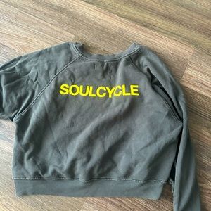 SoulCycle Cropped Sweatshirt, Skull Crossbones, Military Green Large